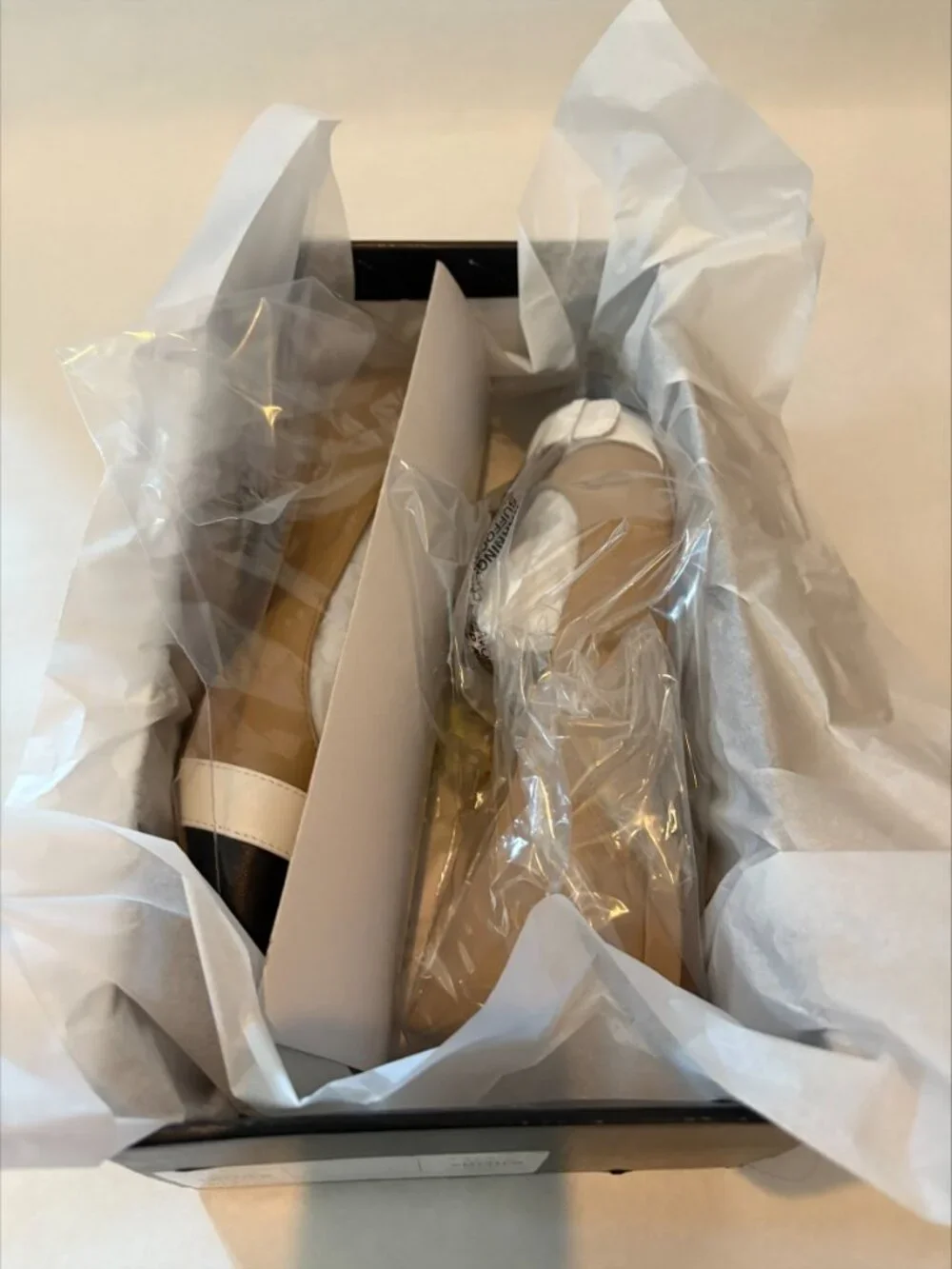 New in Box Talbots Navy White Nude Edison Buckle Flats Size 9